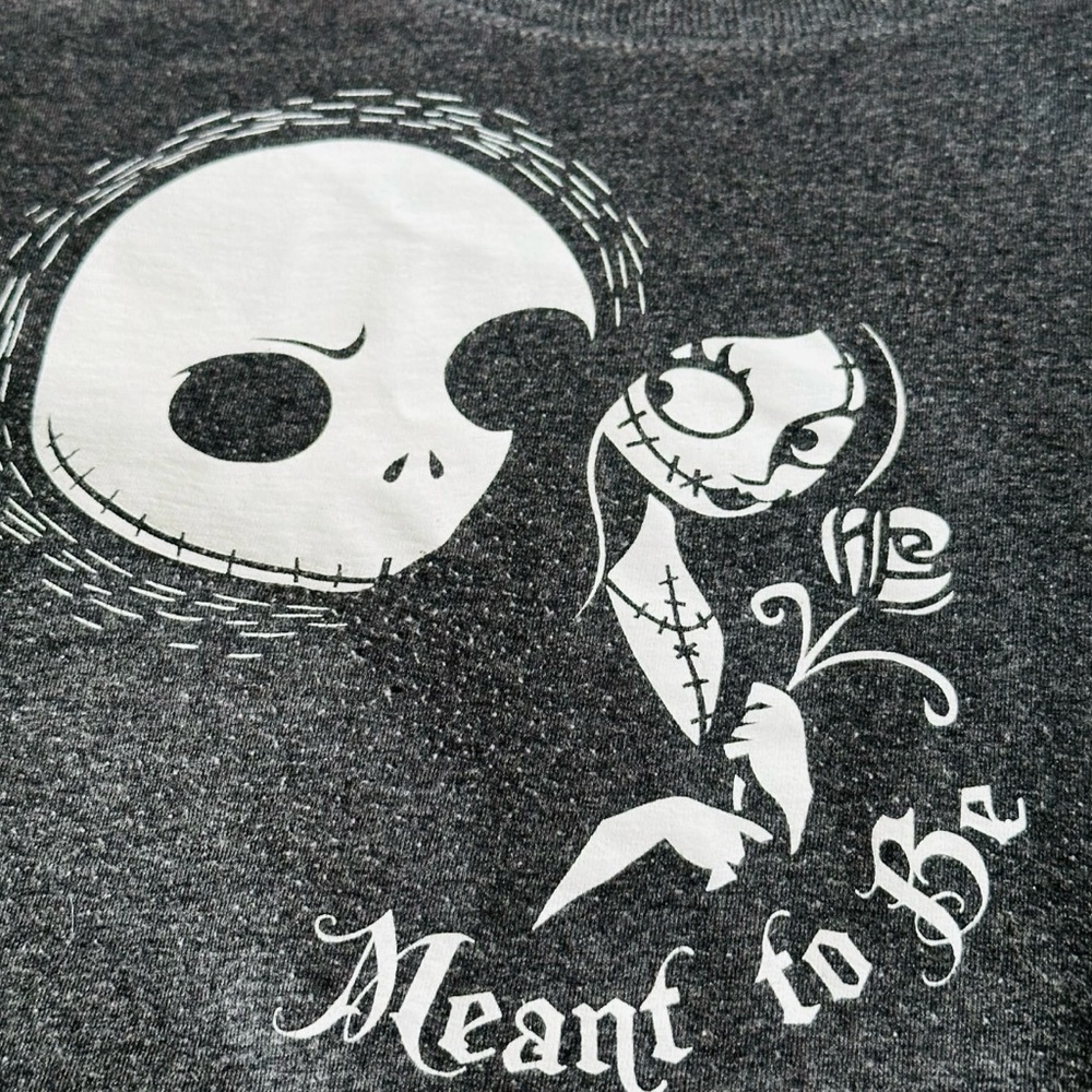 Nightmare Before Christmas Jack Sally Meant To Be Gray Women's Long Sleeve Shirt - Picture 2 of 6